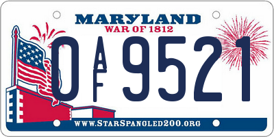 MD license plate 0AF9521