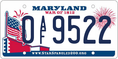 MD license plate 0AF9522