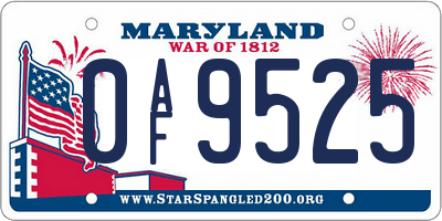 MD license plate 0AF9525
