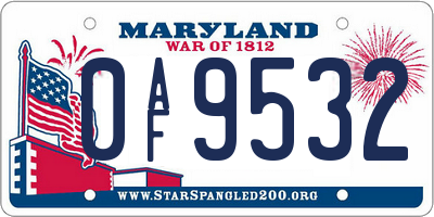 MD license plate 0AF9532