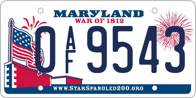 MD license plate 0AF9543
