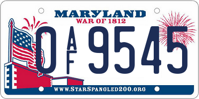 MD license plate 0AF9545