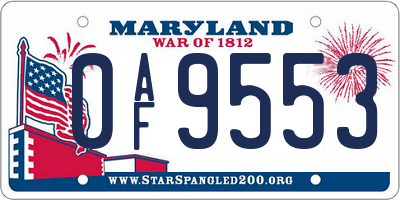 MD license plate 0AF9553