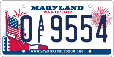 MD license plate 0AF9554