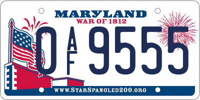 MD license plate 0AF9555