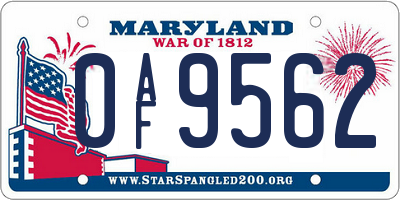 MD license plate 0AF9562