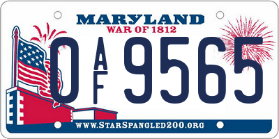MD license plate 0AF9565