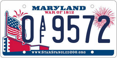 MD license plate 0AF9572
