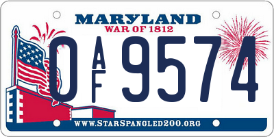 MD license plate 0AF9574