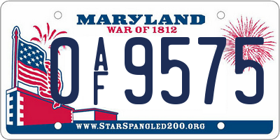 MD license plate 0AF9575