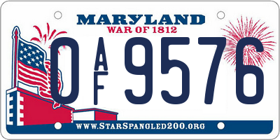 MD license plate 0AF9576