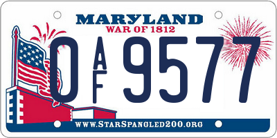 MD license plate 0AF9577