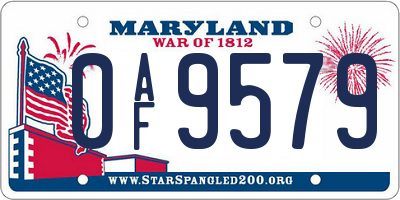 MD license plate 0AF9579