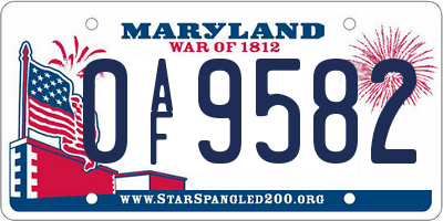 MD license plate 0AF9582