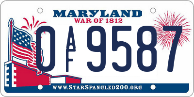 MD license plate 0AF9587