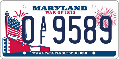 MD license plate 0AF9589
