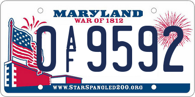 MD license plate 0AF9592
