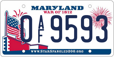MD license plate 0AF9593