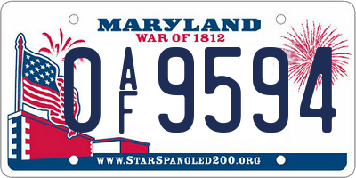 MD license plate 0AF9594