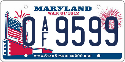 MD license plate 0AF9599