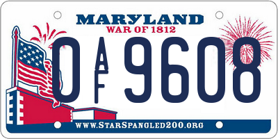 MD license plate 0AF9608