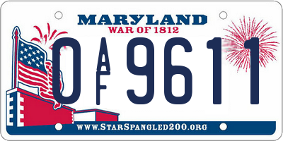 MD license plate 0AF9611