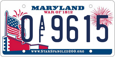 MD license plate 0AF9615