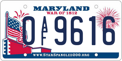 MD license plate 0AF9616