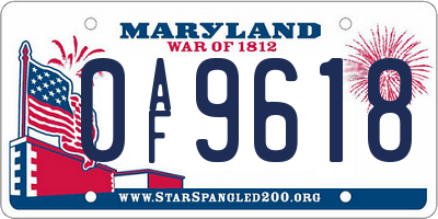 MD license plate 0AF9618