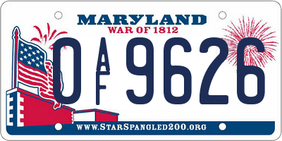 MD license plate 0AF9626