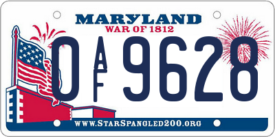 MD license plate 0AF9628