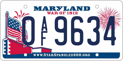 MD license plate 0AF9634