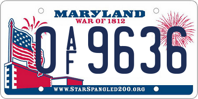 MD license plate 0AF9636