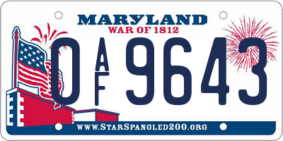 MD license plate 0AF9643
