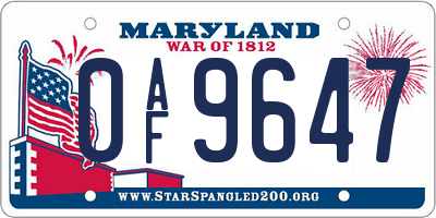MD license plate 0AF9647