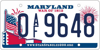 MD license plate 0AF9648