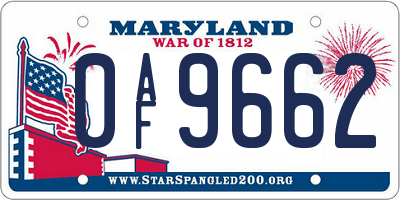 MD license plate 0AF9662