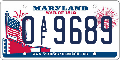 MD license plate 0AF9689