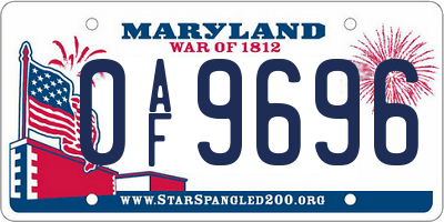 MD license plate 0AF9696