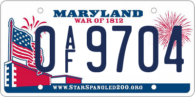 MD license plate 0AF9704