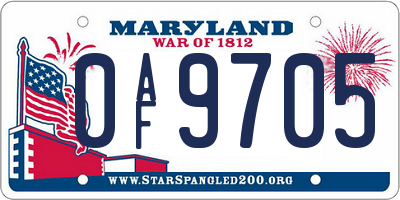 MD license plate 0AF9705