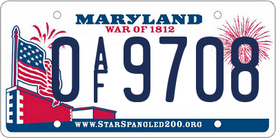 MD license plate 0AF9708