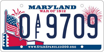 MD license plate 0AF9709