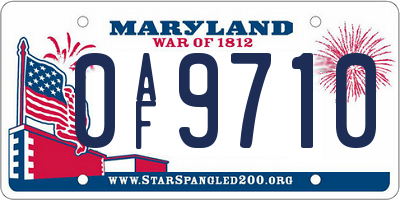 MD license plate 0AF9710