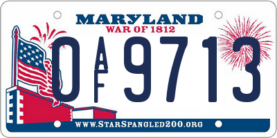 MD license plate 0AF9713