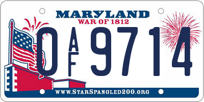 MD license plate 0AF9714