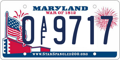 MD license plate 0AF9717