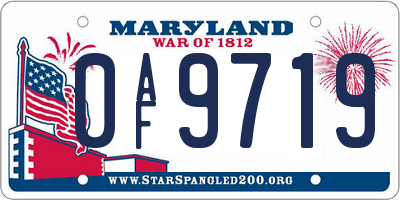 MD license plate 0AF9719