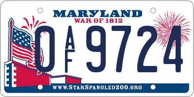 MD license plate 0AF9724
