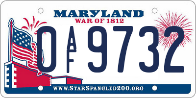 MD license plate 0AF9732